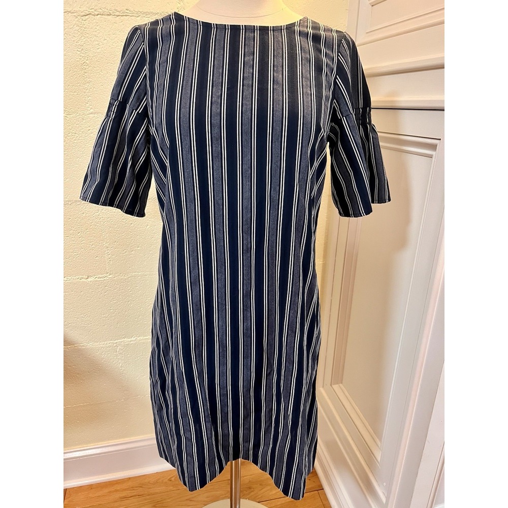 Banana Republic Navy Blue & White Stripe Shift Dress‎ w/ Flutter Sleeves Size 2